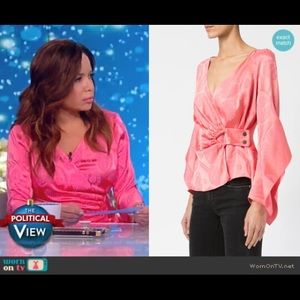 PETER PILOTTO V-neck satin jacquard wrap blouse, 6